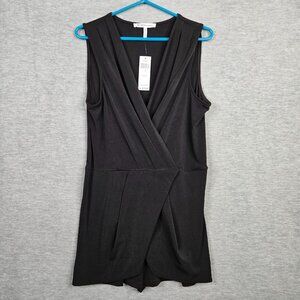 BCBG ENERATION Women's Black Surplice V-neck Jumpsuits Size L